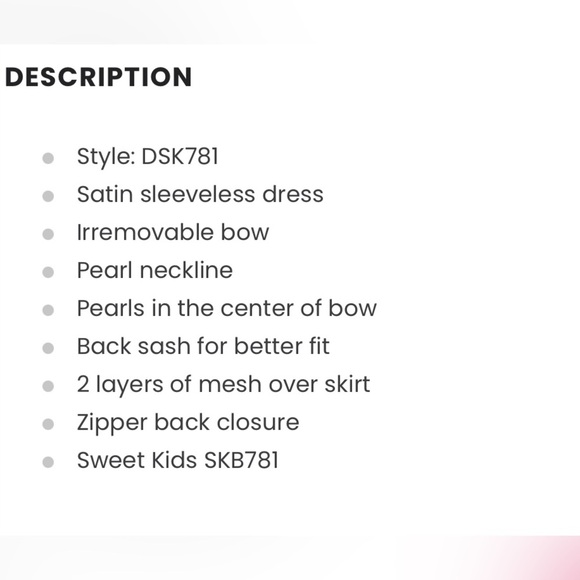 Sweet Kids Girls 3T SK781 Champagne Satin and Pearl with Tulle - Picture 11 of 12